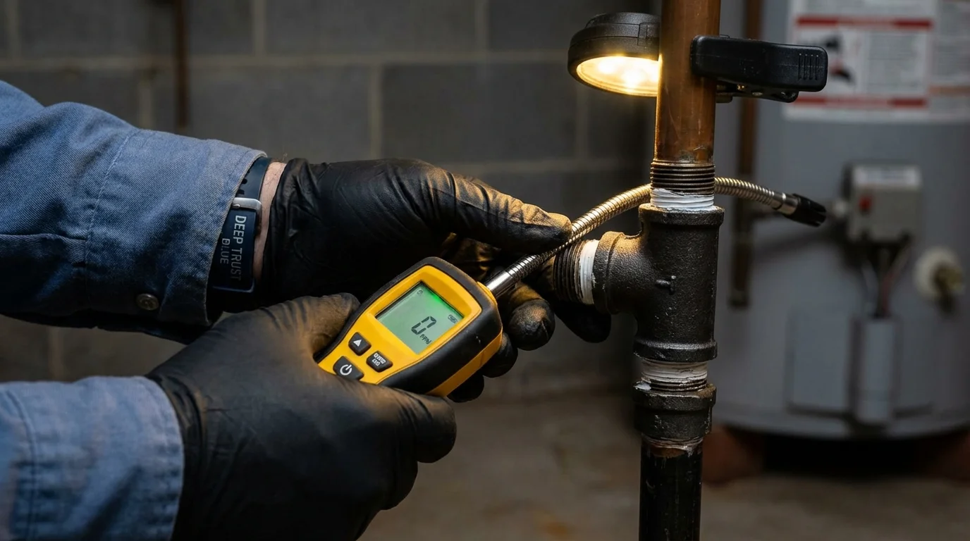 Gas leak detection with electronic sniffer by Johns Plumbing LLC in Katonah